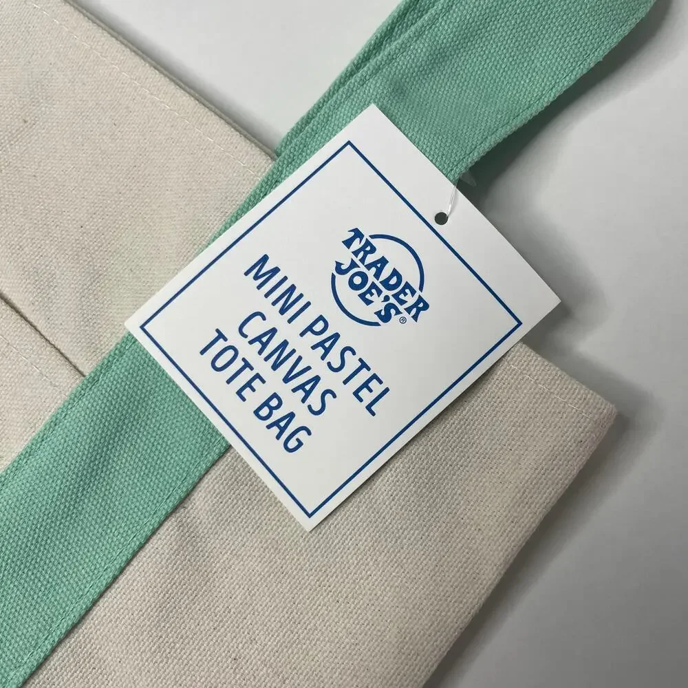 Set of 4! — Trader Joe’s Canvas Tote Bags — Large Size NAVY BLUE + Mini PASTELS!